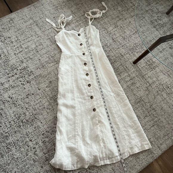 Aritzia Wilfred Rosalie Linen Button Down Dress White Summer Vacation Sz 4 - Picture 5 of 11